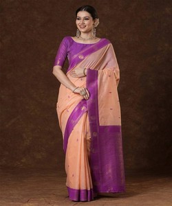 Sari Elegante Más Vendido para Mujer, Blusa de Diseñador, Última Colección Étnica para Fiestas, Sari de Seda Morado para Mujer a Bajo Precio 85080 - Product Image 1
