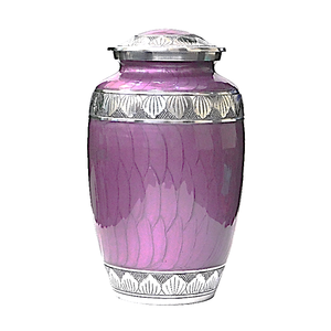 Urnes funéraires en aluminium pour adultes avec gravure, finition en étain et émail violet, fournitures funéraires en métal pour cendres humaines - Product Image 1