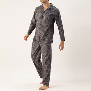 Pyjama en satin pour homme, col rabattu, fermeture à boutons, sans manches, décontracté, 2 pièces, vêtements de nuit pour adultes et garçons, respirant, thermique - Product Image 2