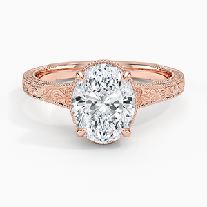 แหวนโซลิแทร์ระดับพรีเมียมพร้อมรายละเอียดแกะสลักในทองคำขาว 14K - Product Image 5