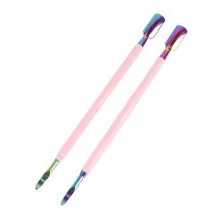 Juego de Empujadores de Cutículas de Acero Inoxidable de Doble Punta con Mango Rosa y Punta Arcoíris, Diseño de Doble Cabeza Reutilizable - Product Image 4