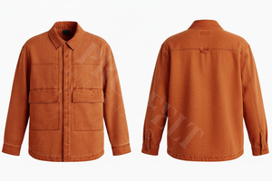 Autumn Outerwear Casual Dress Shirts <b>Jacket</b> Cotton Work Long Sleeve Button Front Pocket Utility Shirt 100% Cotton Dress Shirts - Product Image 3