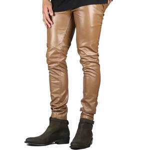 Pantalón de cuero elegante estilo motociclista vintage, corte ajustado, forro interior cálido, pantalón de moda para uso casual. - Product Image 6