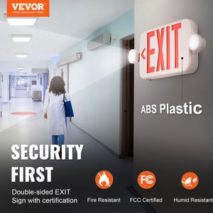 Paquete de 4 señales de salida de emergencia comerciales probadas por UL, iluminación de salida de incendios LED, cabezales ajustables de respaldo de batería, letras para emergencia - Product Image 2