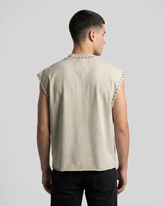 Custom Oversized Rhinestone Graphic Tank Top 100% Cotton Jersey Soft Fabric Vintage Style <b>Sleeveless</b> <b>T</b> <b>Shirt</b> Unisex OEM - Product Image 3