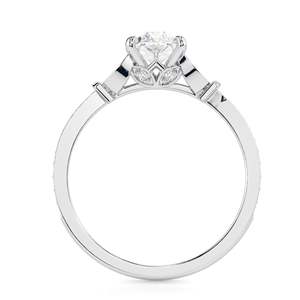 Bague de fiançailles unique en or rose avec diamant de laboratoire taille marquise néerlandaise et accents, pour femme - Product Image 3