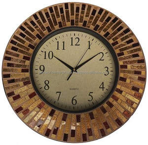 Horloge murale en verre mosaïque support horloge murale en métal de forme ronde pour l'utilisation du temps et la décoration murale disponible à un prix abordable - Product Image 5