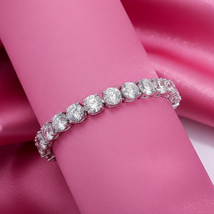 Premium <b>White</b> Gold Finish Sterling Silver VVS Moissanite Tennis <b>Bracelet</b> Refined Unisex Luxury Gift Wristwear Collection - Product Image 3