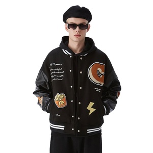 Custom <b>Men's</b> Classic Baseball Style Winter <b>Jacket</b> Long Sleeves High Quality Letterman Varsity <b>Jacket</b> Plus Size Sheep Fur Button - Product Image 1