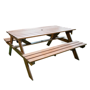 Solid Wood Picnic <b>Table</b> <b>Bench</b> <b>Set</b> Outdoor Garden Furniture Rustic Style Durable 4 Seater Patio <b>Set</b> - Product Image 5