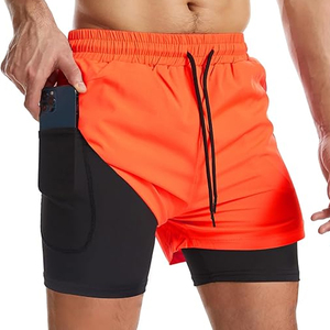 Pantalones Cortos Deportivos 2 en 1 para Hombre, con Forro de Compresión, para Correr y Entrenar, con Bolsillo para Teléfono, Proveedor OEM de Alta Calidad - Product Image 1