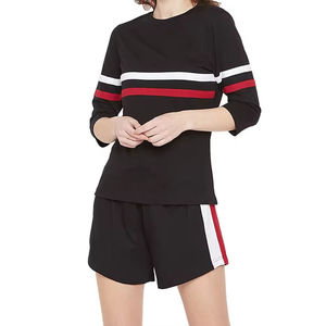 Ensemble deux pièces 100 % coton pour femme à prix abordable, best-seller / Dernière mode en matière de vêtements décontractés pour femme, ensemble deux pièces avec t-shirt court OEM - Product Image 1