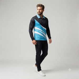 Polo de golf confortable à manches longues pour homme, haut de sport personnalisé, vêtements de sport performants à manches longues pour homme - Product Image 3