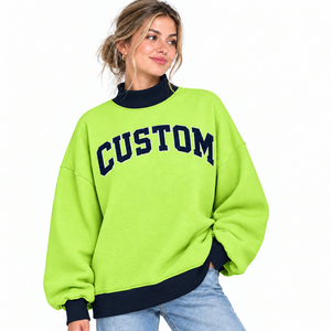 Sweat-shirt à col montant oversize de qualité supérieure pour femmes, style streetwear tendance, coupe régulière, pour un usage décontracté en extérieur - Product Image 1