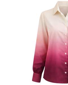 ผู้ผลิตเสื้อเชิ้ตผู้หญิงแขนยาวสีชมพูไล่เฉดแบบกระดุมหน้า สไตล์ลำลองสำหรับใส่ทำงาน รับผลิตเสื้อผ้าแบบ OEM - Product Image 3