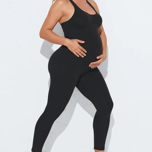 Conjunto de Yoga de 2 Piezas para Mujer Embarazada, Leggings Elásticos y Sujetador Deportivo, Color Sólido, Ropa Deportiva de Verano, Ropa Deportiva Personalizada para Embarazo - Product Image 1