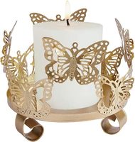 Porte-bougie en métal doré en forme de papillon, support de bougie en fer fait à la main, lanterne décorative ronde pour la maison, mariage, Noël