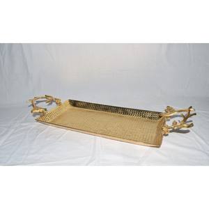 Bandeja de Servicio de Metal de Lujo en Tonos Cálidos, Ecológica y Duradera, Diseño Moderno para Bodas y Eventos al Aire Libre - Product Image 3