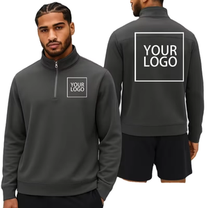 Customizable Men's Long-sleeved Winter Sports Sweatshirt Turn-down Collar 1/4 Zipper Design 100% Cotton Fleece Windproof - Product Image 1