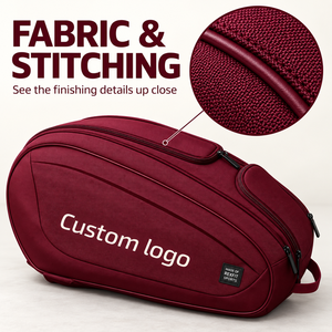 Sac de raquette imperméable en maille marron avec fermeture éclair, logo personnalisé REXFIT Sports, pour tennis et squash (taille personnalisée) - Product Image 3