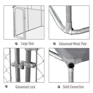Grande Gabbia per Cani in Metallo Resistente alle Intemperie con Pareti Laterali in Rete e Copertura - Recinto Nero per Uso Esterno - Product Image 6