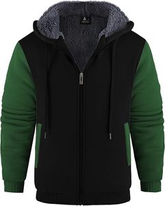 Sweat-shirt à capuche noir avec manches grises et bordure contrastante, fermeture éclair intégrale, vêtement décontracté pour adultes, usage promotionnel hiver - Product Image 6
