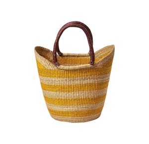 Sac fourre-tout en paille tressée jaune écologique avec poignée en cuir de luxe, sac de plage d'été tendance pour femme, OEM ODM - Product Image 1