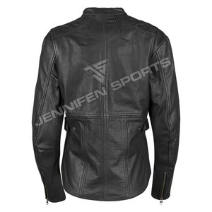 Chaqueta de Motociclista para Mujer, de Cuero Genuino, Transpirable, con Detalle de Letras, Bolsillo con Cierre Frontal, Cinturón Extraíble, Resistente al Viento e Impermeable - Product Image 4