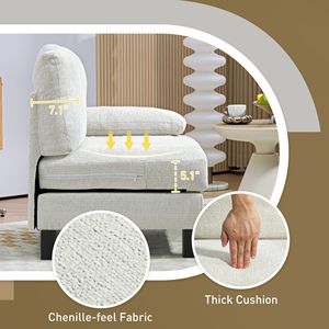 Poltrona Moderna Bianco Crema con Cuscino Spesso per Soggiorno, Modulo Laterale Destro in Tessuto per Divano Componibile - Product Image 5
