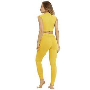 Ensemble de yoga pour femmes, pantalon évasé taille haute et brassière de sport, deux pièces, tenue de fitness et d'entraînement, vêtements de sport extensibles et respirants - Product Image 3