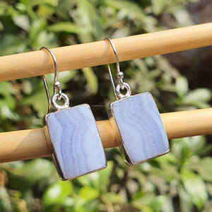 Pendientes de Plata de Ley 925 para mujer, Diamante de ágata de encaje azul, cuerpo de oro de alta calidad para regalos de bodas, piedras preciosas al por mayor - Product Image 6