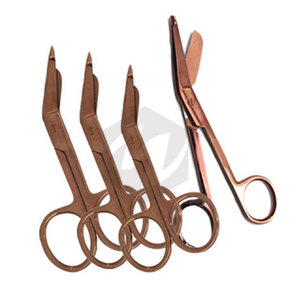 Tijeras para vendajes con revestimiento de color oro rosa, cuchillas de acero inoxidable, para primeros auxilios, uso artesanal, instrumentos médicos de corte con agarre, 3 uds. - Product Image 5