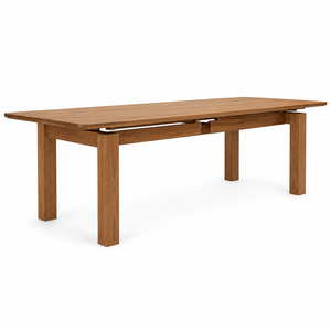 Mesa de Comedor Rectangular de Teca Sólida Estilo Escandinavo con Rieles de Soporte Flotantes Dobles, Mueble Ecológico y Duradero para el Hogar, 10 Plazas - Product Image 2