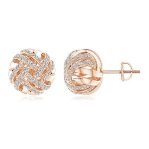 Pendientes de Diamantes Cultivados en Laboratorio con Nudo Entrelazado, Adornos Pavé, Baño de Rodio, Oro de 10K/14K/18K, Plata de Ley 925/935 - Product Image 3