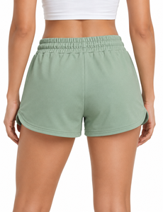 Women Mid <b>Waist</b> Plaid Knitted Shorts Casual <b>Elastic</b> Breathable Eco-Friendly Sporty Made of High Quality Cotton - Product Image 2