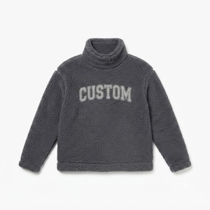 Sudadera de cuello alto de forro polar suave tipo sherpa, color liso, estilo teddy, para mujer, ropa casual urbana, proveedor de prendas con logo personalizado - Product Image 3