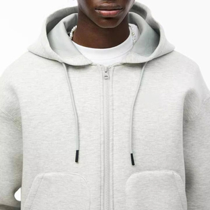 Custom <b>Mens</b> <b>Grey</b> Full Zip Hoodie <b>Sweatshirt</b> Plain Fleece Hooded Jacket with Kangaroo Pockets Adjustable Drawstring Casual Daily - Product Image 4