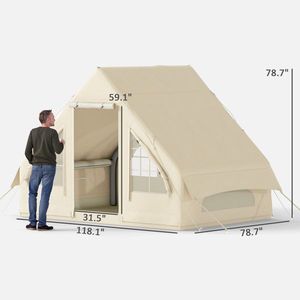 Tenda da Campeggio Gonfiabile di Lusso Portatile con Robuste Strati in PVC, Oxford, Poliestere e Cotone, Doppia per Uso Estivo in Spiaggia - Product Image 4