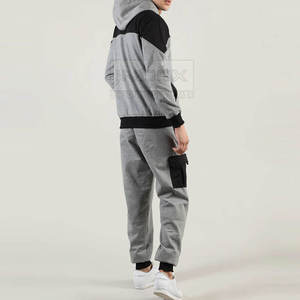 Conjunto Deportivo con Capucha para Hombre, Color Gris, Manga Larga, Cierre de Cremallera, Estilo Casual para Otoño, Transpirable, Pantalones Cargo de Poliéster y Algodón - Product Image 3