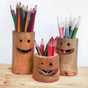 Organizador de escritorio de madera de lujo para bolígrafos y lápices, organizador de bolígrafos de madera minimalista, decoración moderna para oficina, portalápices de madera hecho a mano. - Product Image 1