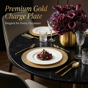 Assiettes de Présentation Élégantes en Aluminium pour Table à Manger, Bord Texturé Géométrique, Vaisselle Décorative pour Fêtes et Mariages - Product Image 6