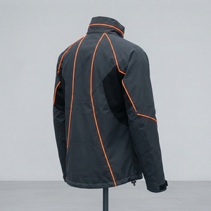 Veste coupe-vent pour homme, noire avec bordure orange, col montant, fermeture éclair intégrale, empiècements en mesh, veste de sport pour activités de plein air et course à pied - Product Image 2