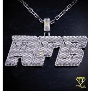 Personalized <b>Custom</b> <b>Name</b>/Script Letter Moissanite 925 Silver Hip Hop Pendant <b>Necklace</b> GIA Certified 3 Inch - Product Image 2