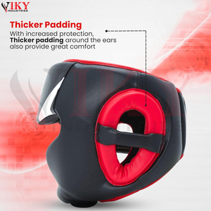 Protector de Cabeza de Boxeo de Primera Calidad, Duradero, Ligero, Negro, Rojo y Blanco, con Diseño Personalizado a Rayas, para Entrenamiento de Muay Thai, Venta al Por Mayor - Product Image 4