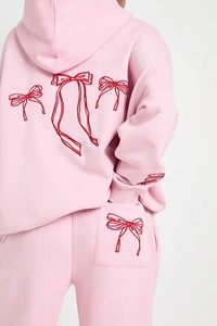 Conjunto Deportivo Unisex Rosa con Capucha, Manga Larga, Corte Regular, Color Sólido, Ropa Casual, Bolsillos Laterales, Cintura Elástica, Transpirable - Product Image 4