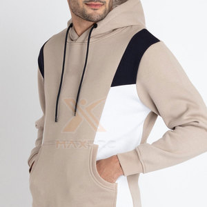 Ensemble de survêtement pour homme, couleur beige, à blocs de couleurs, avec capuche, sweat-shirt à manches longues, pantalon de jogging, poches latérales, vêtements d'automne - Product Image 6