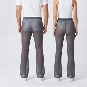 Leggings transparents de haute qualité unisexes, vêtements de nuit sexy pour club, leggings évasés en maille transparente pour hommes et femmes, 100% polyester, pantalon transparent - Product Image 2
