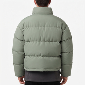 Men's <b>Cropped</b> <b>Puffer</b> <b>Jacket</b> Winter Thick Quilted Stand Collar Warm Casual Streetwear Coat Custom Design Lightweight Outerwear - Product Image 2