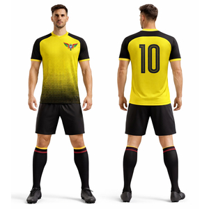 ชุดฟุตบอลสีเหลืองดำแบบกำหนดเองสำหรับผู้ชาย ระบายอากาศได้ดี แห้งเร็ว ชุดทีม ชุดกีฬาซับลิเมชั่น ชุดฝึกซ้อม - Product Image 1