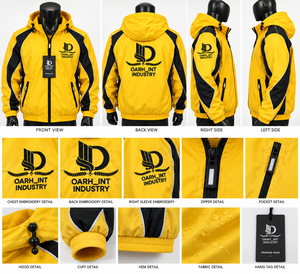 Veste coupe-vent jaune à capuche pour homme OARH_INT INDUSTRY, respirante, séchage rapide, coupe-vent, fermeture éclair, style sportif, hiver - Product Image 6